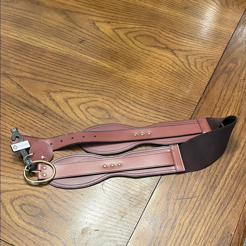 Linnea Pelle Brown and‎ Gold Leather Belt, size medium, NWT